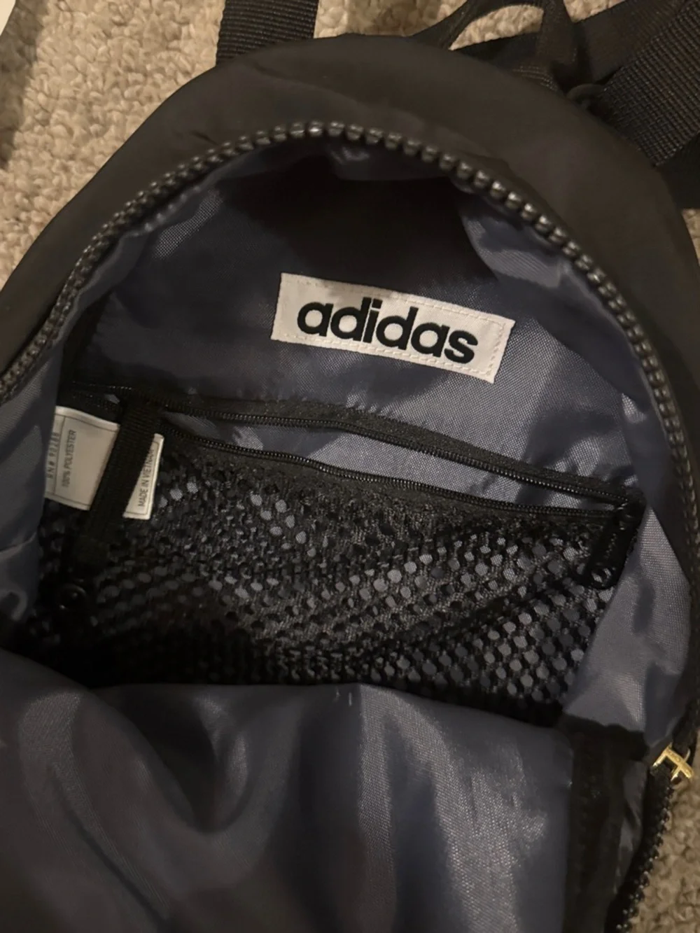 adidas Black Mini Backpack with Gold Logo Print - Picture 4 of 4